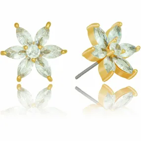 Cubic Zirconia Daylily Flower Earrings